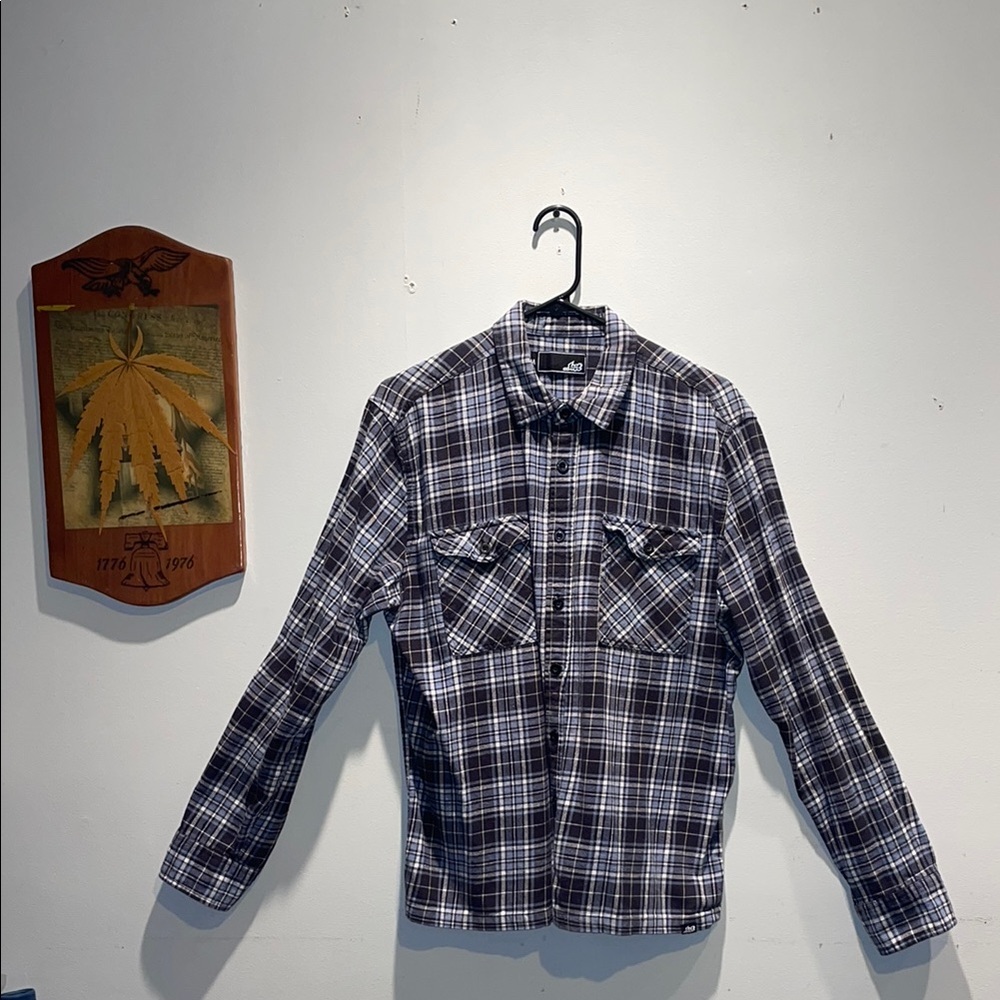 Lost Men's Casual Plaid Button Down Shirt - Blue